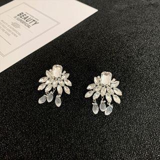 Rhinestone Tassel Ear Stud Silver - One Size