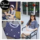 Short-sleeve Striped Embroidered T-shirt