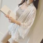 Fringed Trim Open Front Light Jacket
