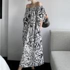 Print Off-shoulder Midi Dress