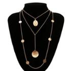 Embossed Disc Layered Y Necklace 1980 - Gold - One Size