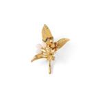 Fashion And Elegant Plated Gold Flower Leaf Brooch With Imitation Pearls Golden - One Size