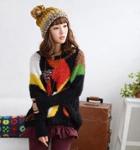 Furry Knit Color-block Sweater
