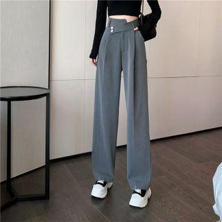 Asymmetrical Plain High Waist Dress Pants