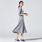 3/4-sleeve A-line Maxi Dress