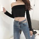 Cutout Waist Slim-fit Cropped Jeans