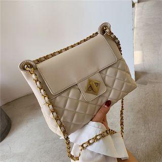 Faux Leather Quilt Panel Crossbody Bag