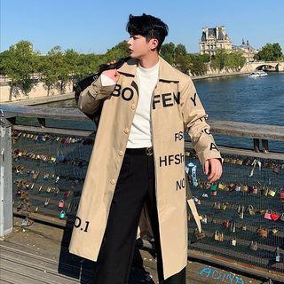 Single-breasted Lettering Long Coat