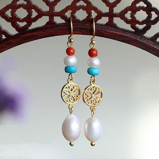 Faux Pearl Agate Dangle Earring