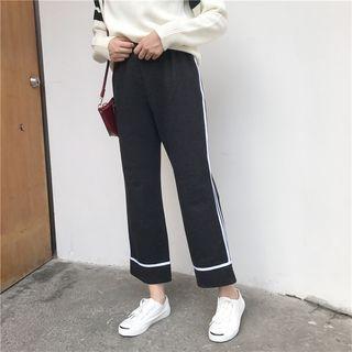 Striped Trim Straight-leg Pants