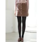 Buttoned Corduroy Mini A-line Skirt