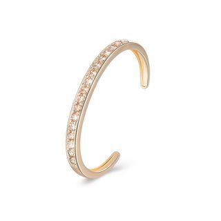 Elegant Plated Champagne Gold Open Bangle With Yellow Cubic Zirconia Champagne - One Size