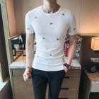 Embroidered Short-sleeve Knitted T-shirt