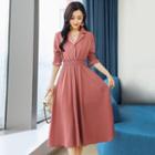 Short-sleeve Ruffled Chiffon Dress