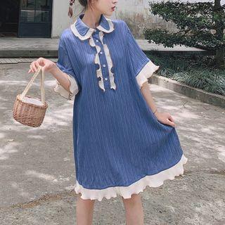 Ruffle-trim Frill Short-sleeve Midi Dress