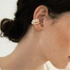 Faux Pearl Layered Ear Cuff 1 Pc - Gold & White - One Size