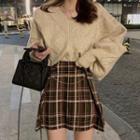 Plaid Mini Skirt / Sweater