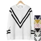 Couple Stripe-trim Loose-fit Sweater