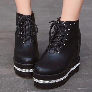 Studded Lace-up Platform Shoes