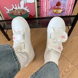 Ruffle Trim Adhesive Strap Sneakers