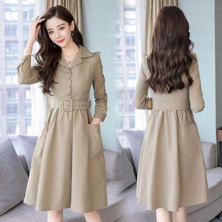 Long-sleeve Midi A-line Coat Dress