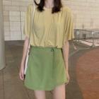 Cutout Short-sleeve T-shirt / Button Detail Skort
