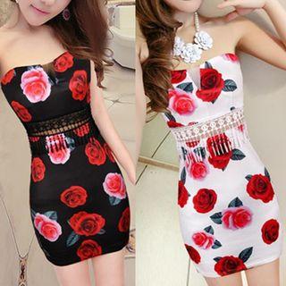 Strapless Floral Print Minidress