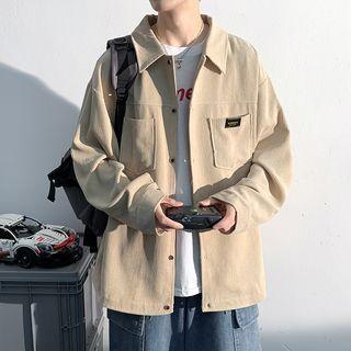 Long-sleeve Plain Applique Corduroy Jacket