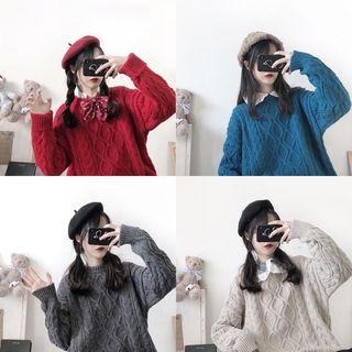 Round-neck Cable-knit Oversize Sweater