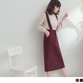 Corduroy Midi Suspender Dress