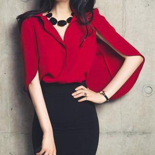 Short-sleeve Plain Cape Shirt