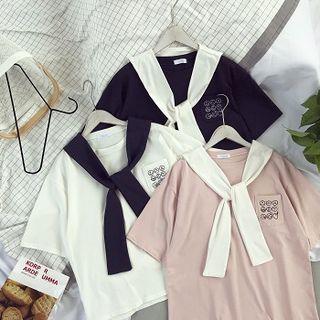 Mock Two Piece Smiley Face Short Sleeve T-shirt