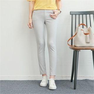 Cropped Band-waist Straight-cut Pants