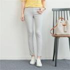 Cropped Band-waist Straight-cut Pants