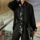 Flower Trim Bow Tie Wide Necktie Shirt