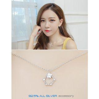 Rhinestone Pentagon Silver Necklace