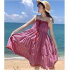 Bobble Detail Strappy A-line Dress