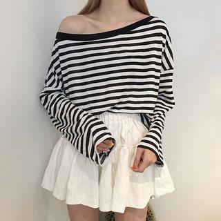 Set:  Stripe Long-sleeve T-shirt + Mini Skort