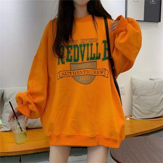 Round Neck Oversized Lettering Sweatshirt