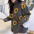 Turtleneck Floral Sweater