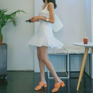 Set: Sleeveless Top + Asymmetric Ruffle Skirt