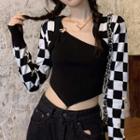 Crop Camisole Top / Long-sleeve Check Shrug