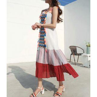 Spaghetti-strap Tassel-detail Midi Dress Ivory - One Size