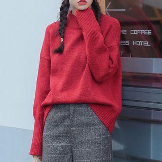 Mock Neck Drop Shoulder Sweater