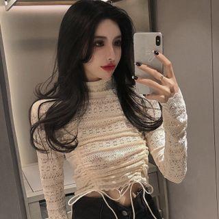 Cropped Cutout Lace Sheath Top