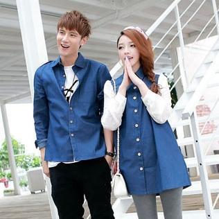 Couple Long Sleeved Chiffon Shirt / Shirtdress