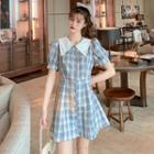Puff Sleeve Plaid A-line Dress