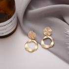 Brushed Alloy Hoop Dangle Earring 1 Pair - 925 Silver Earrings - Gold - One Size
