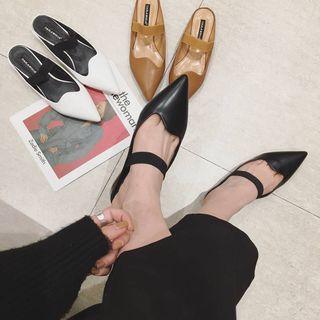 Elastic Strap Pointy-toe Mules