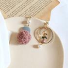 Non-matching Faux Pearl Alloy Rose Bobble Dangle Earring